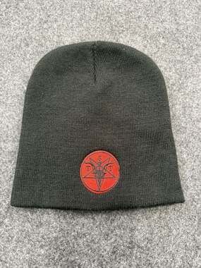 The Satanic Temple TST Logo Embroidered Black Knit Beanie
